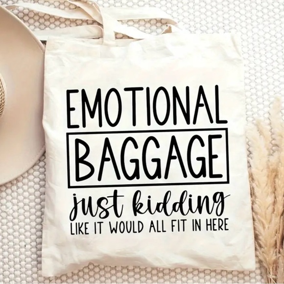 NWT HUMOROUS EMOTIONAL BAGGAGE TOTE - Picture 2 of 7
